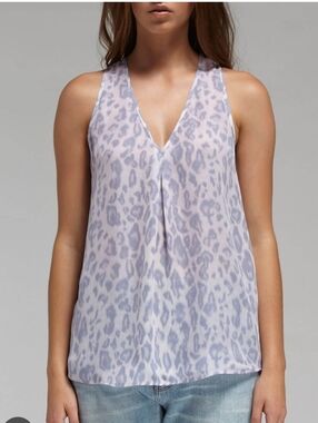 Joie Surla Tank Silk Lilac Leopard Print M